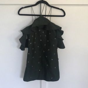 C/MEO Collective embellished dark green dress